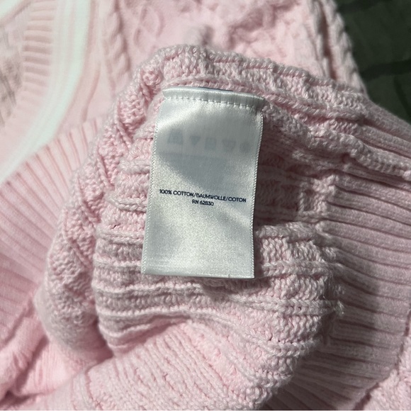 Lands' End Light Pink V-Neck Drifter Cable Sweater - Picture 5 of 5